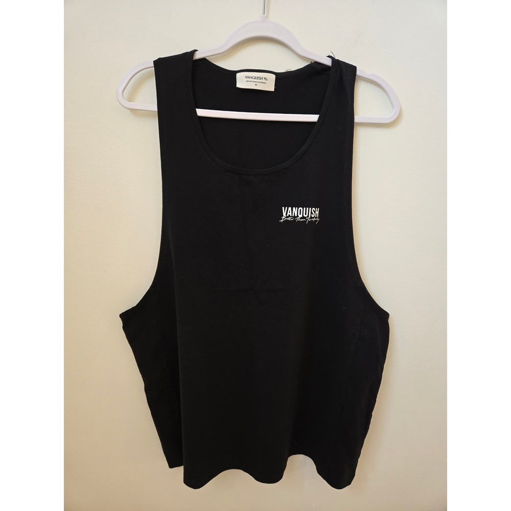 Vanquish Mens Medium Black Drop Arm Gym Tank Top Better Than Yesterday Muscle